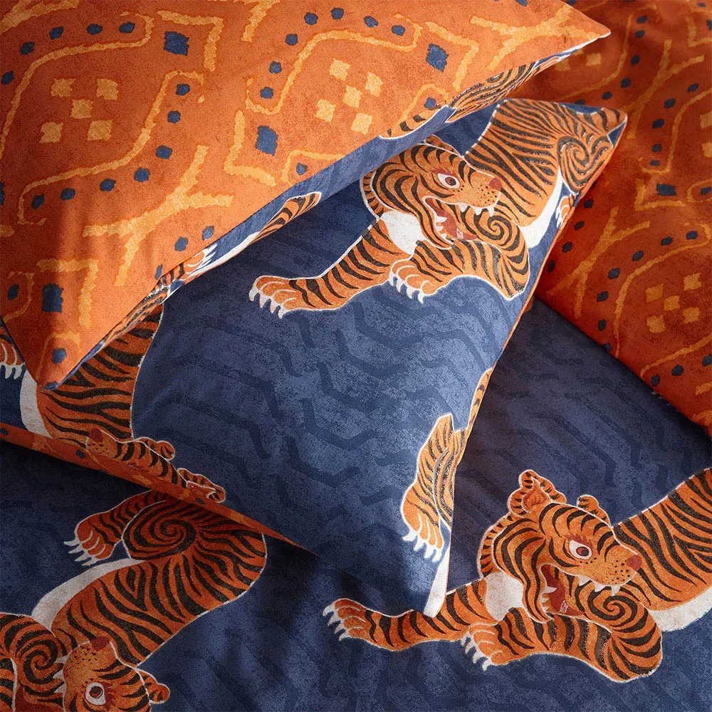 Tibetan Tiger King Size Duvet Set - Blue