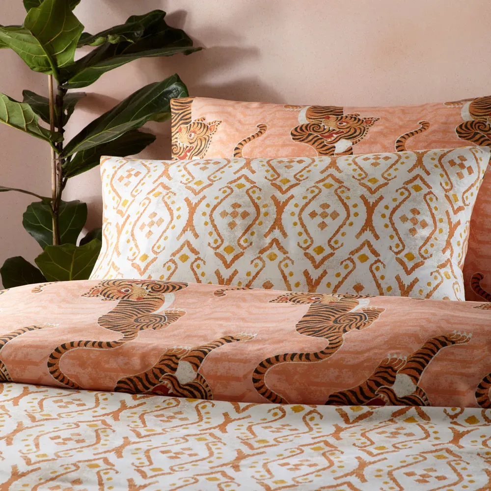 Tibetan Tiger King Size Duvet Set - Orange
