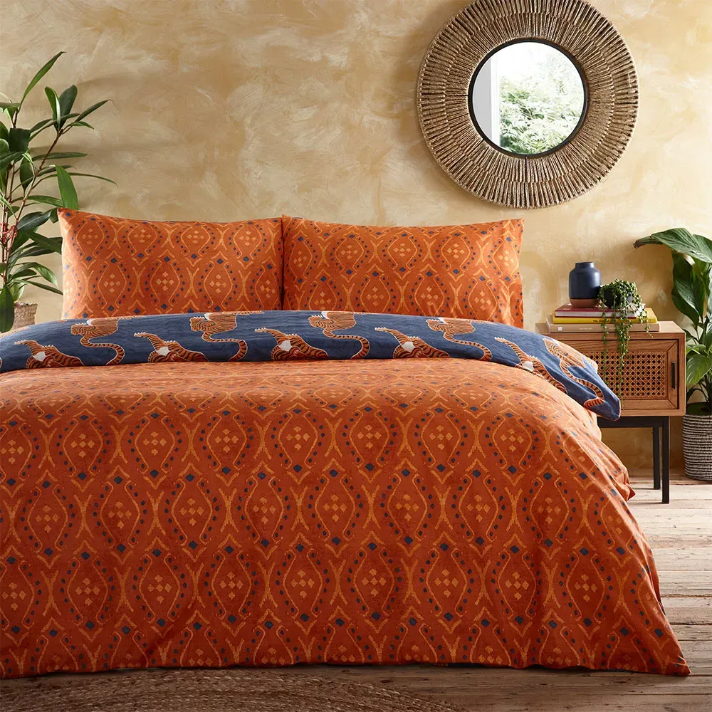 Tibetan Tiger Single Duvet Set - Blue