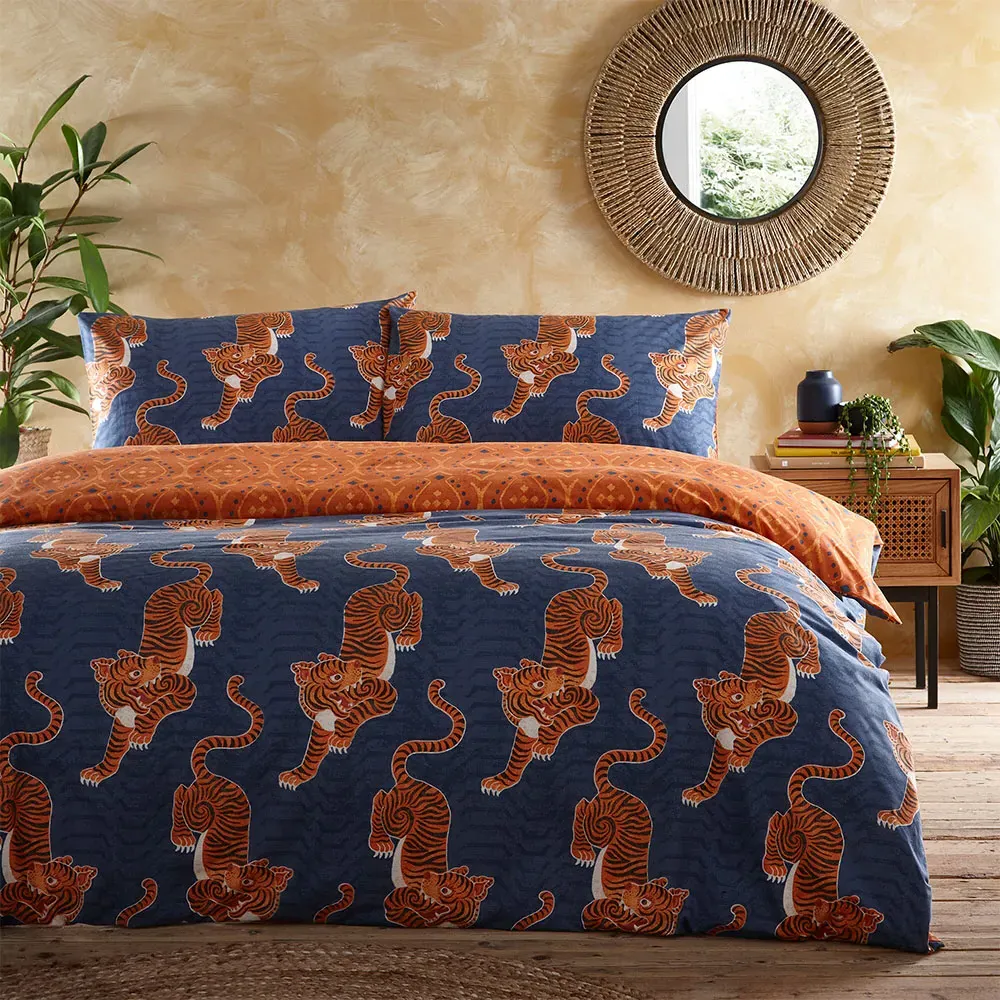 Tibetan Tiger Single Duvet Set - Blue