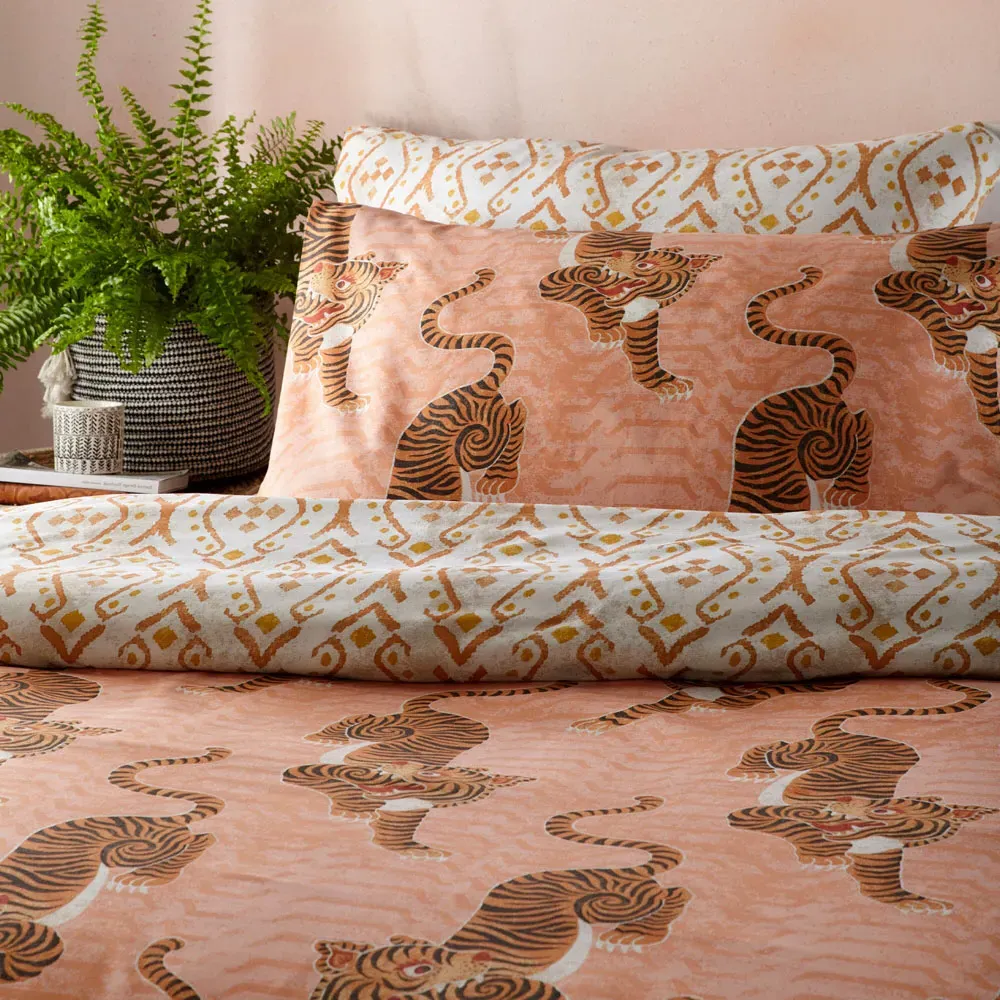 Tibetan Tiger Single Duvet Set - Orange