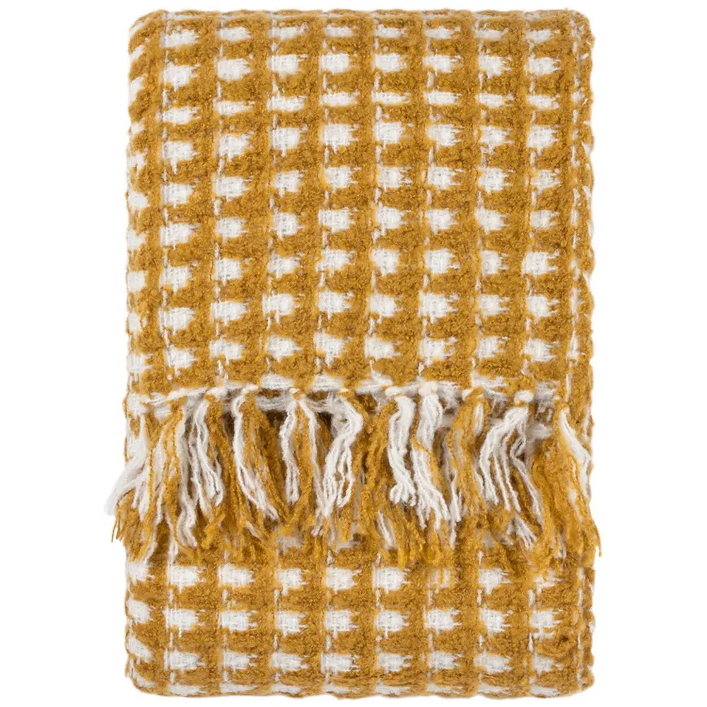 Toasty Waffle Throw with Tassels - Ochre, Acrylic image