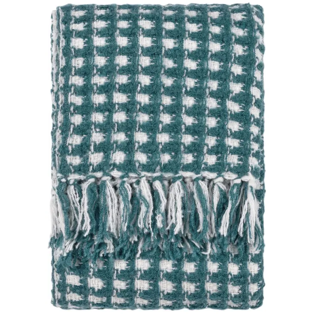 Toasty Waffle Throw with Tassels - Teal, Acrylic