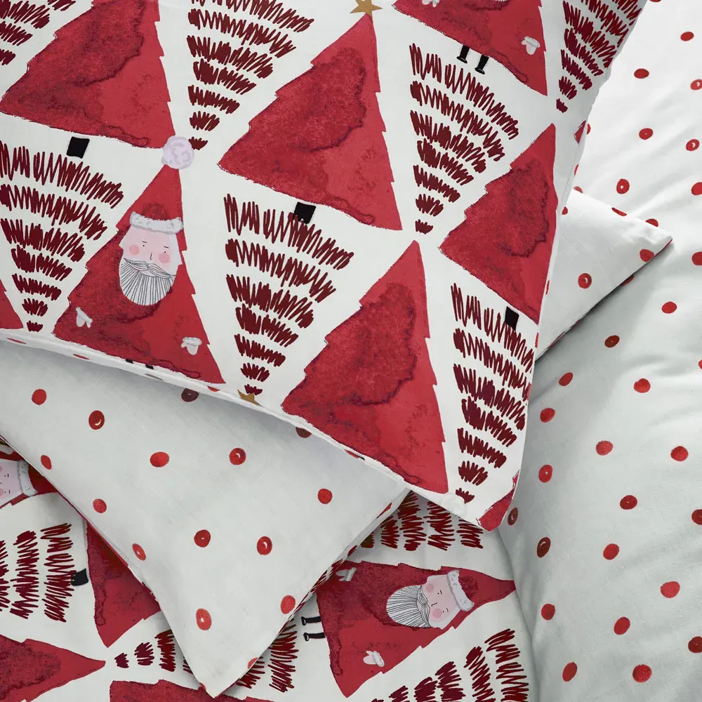 Toddler Hide and Seek Santa Christmas Duvet Cover Set - Red