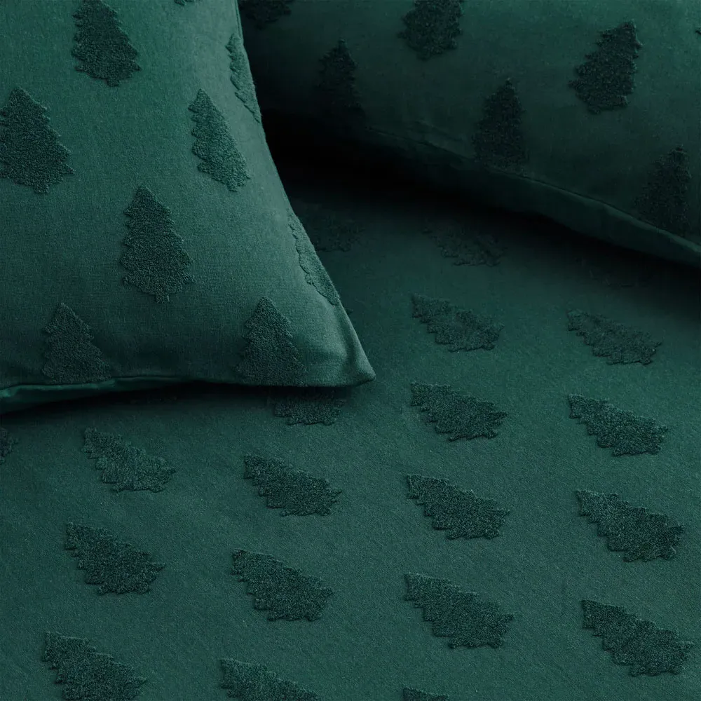 Tree Single Duvet Set - Green, Cotton