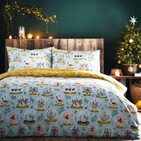 Twelve Days Double Duvet Set - Blue