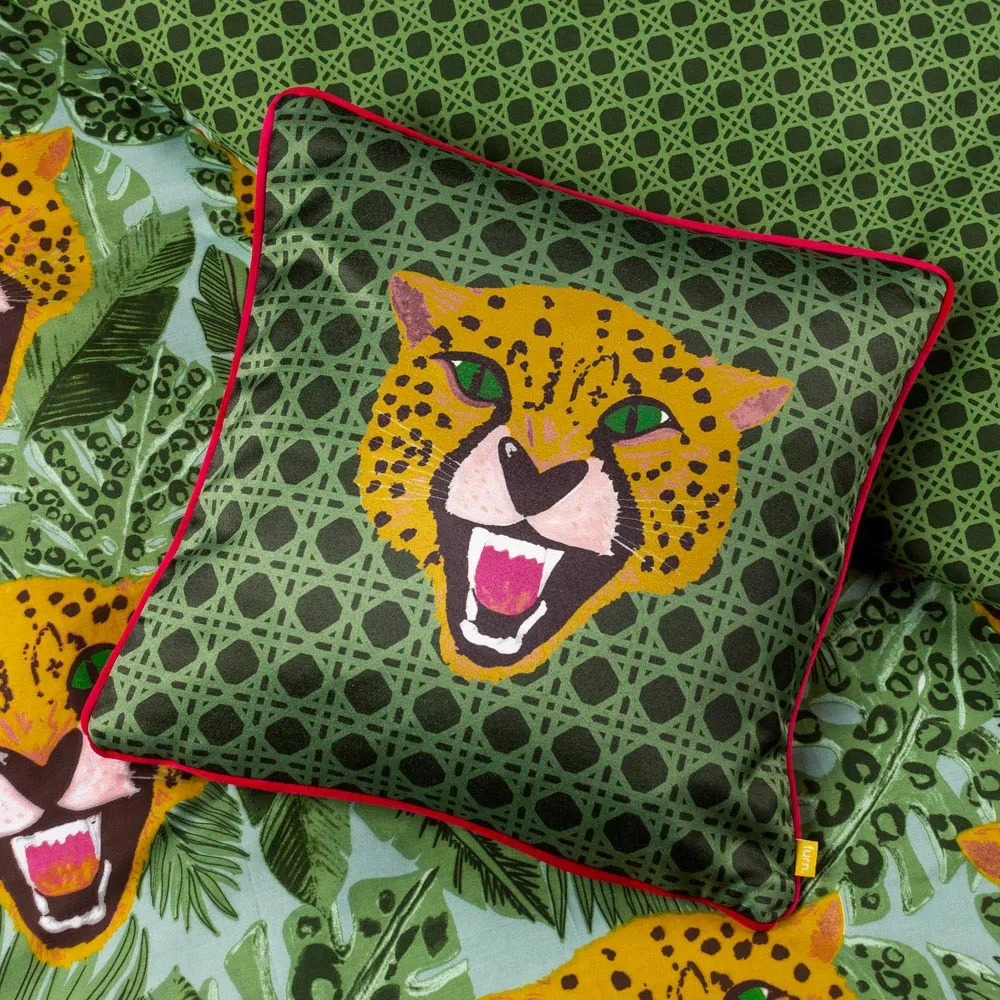Untamed Cheetah Cushion - Green