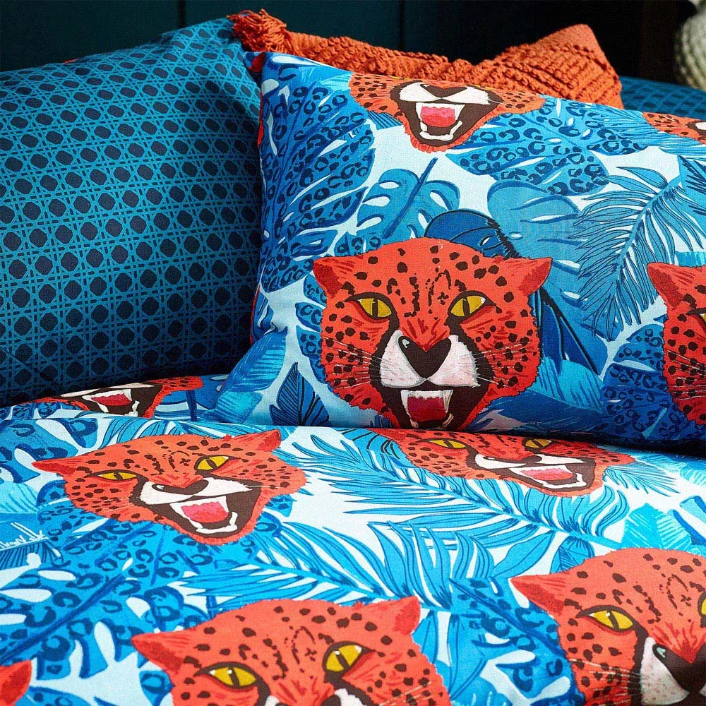 Untamed King Size Cheetah Duvet Cover Set - Blue