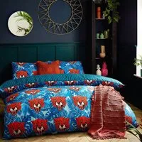 Untamed Super King Size Cheetah Duvet Cover Set - Blue