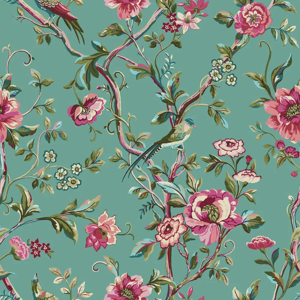 Vintage Chinoiserie King Size Duvet Set - Jade, Polycotton