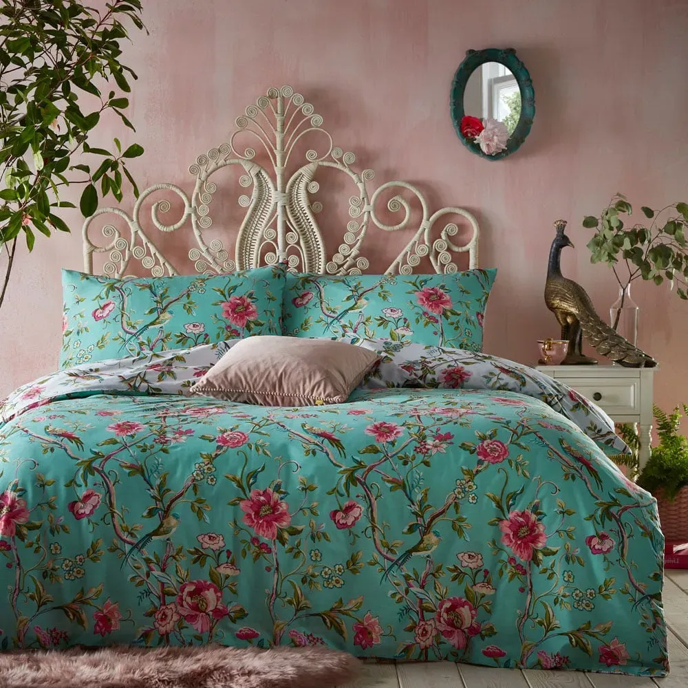 Vintage Chinoiserie Single Duvet Set - Jade, Polycotton image