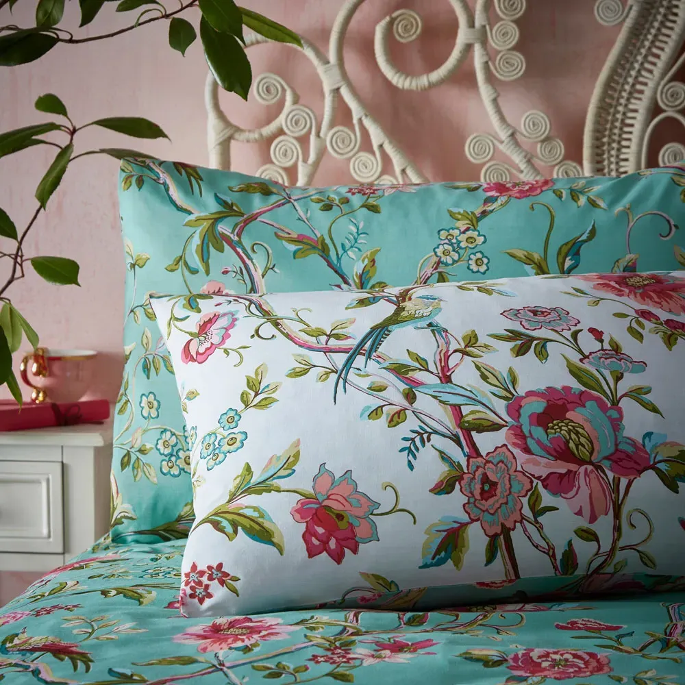 Vintage Chinoiserie Super King Duvet Set - Jade, Polycotton