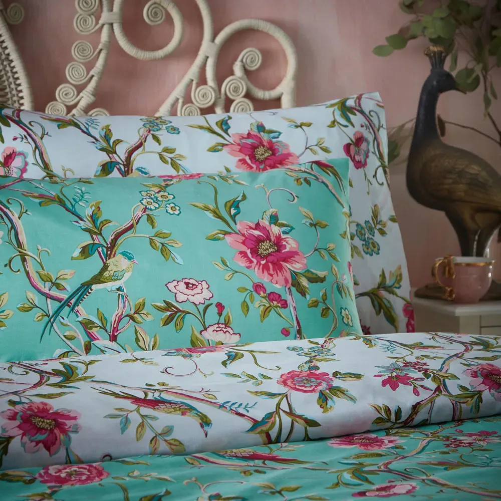 Vintage Chinoiserie Super King Duvet Set - Jade, Polycotton