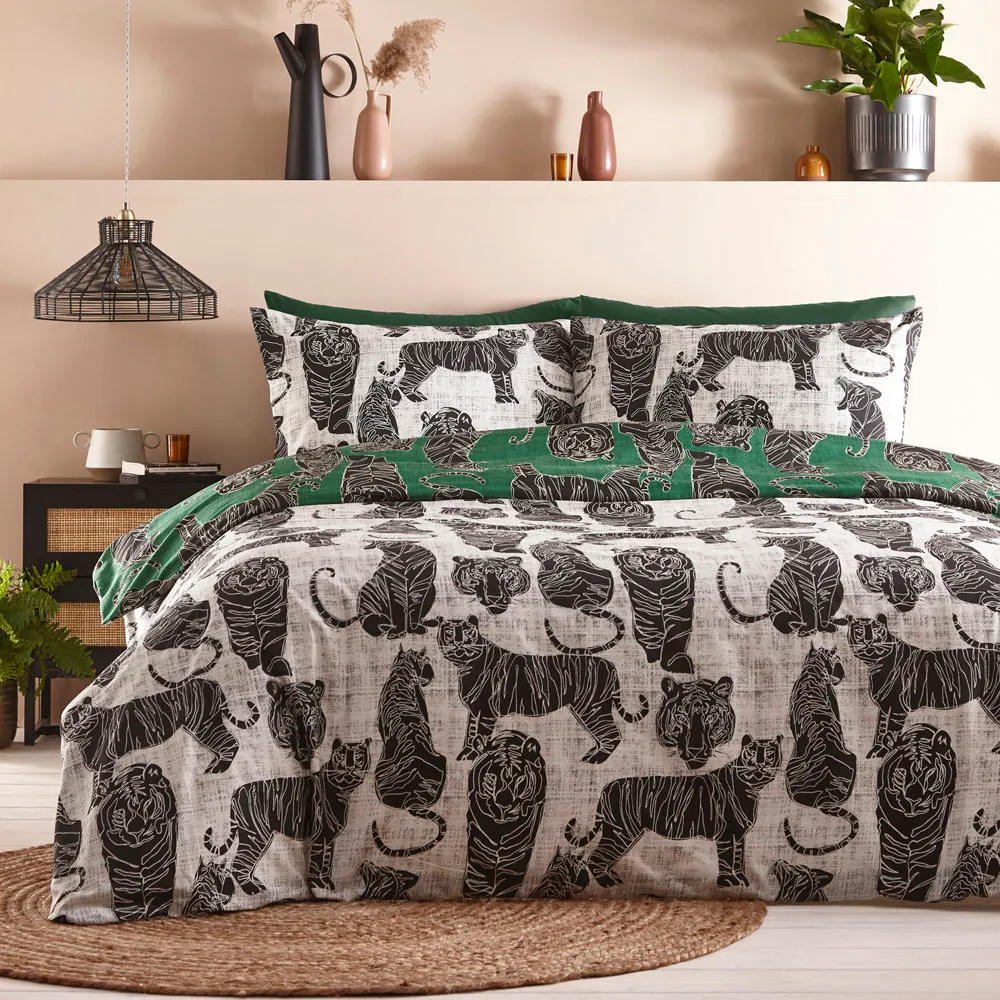 Wildcat King Size Duvet Set - Green, Cotton Polyester
