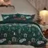 Winter Pines Single Duvet Cover Set - Green, Fleece