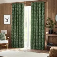 Winter Woods Animal Eyelet Curtains - Green, Chenille
