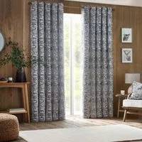 Winter Woods Animal Eyelet Curtains - Midnight, Chenille