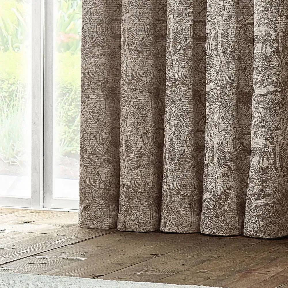Winter Woods Animal Eyelet Curtains - Taupe, Chenille