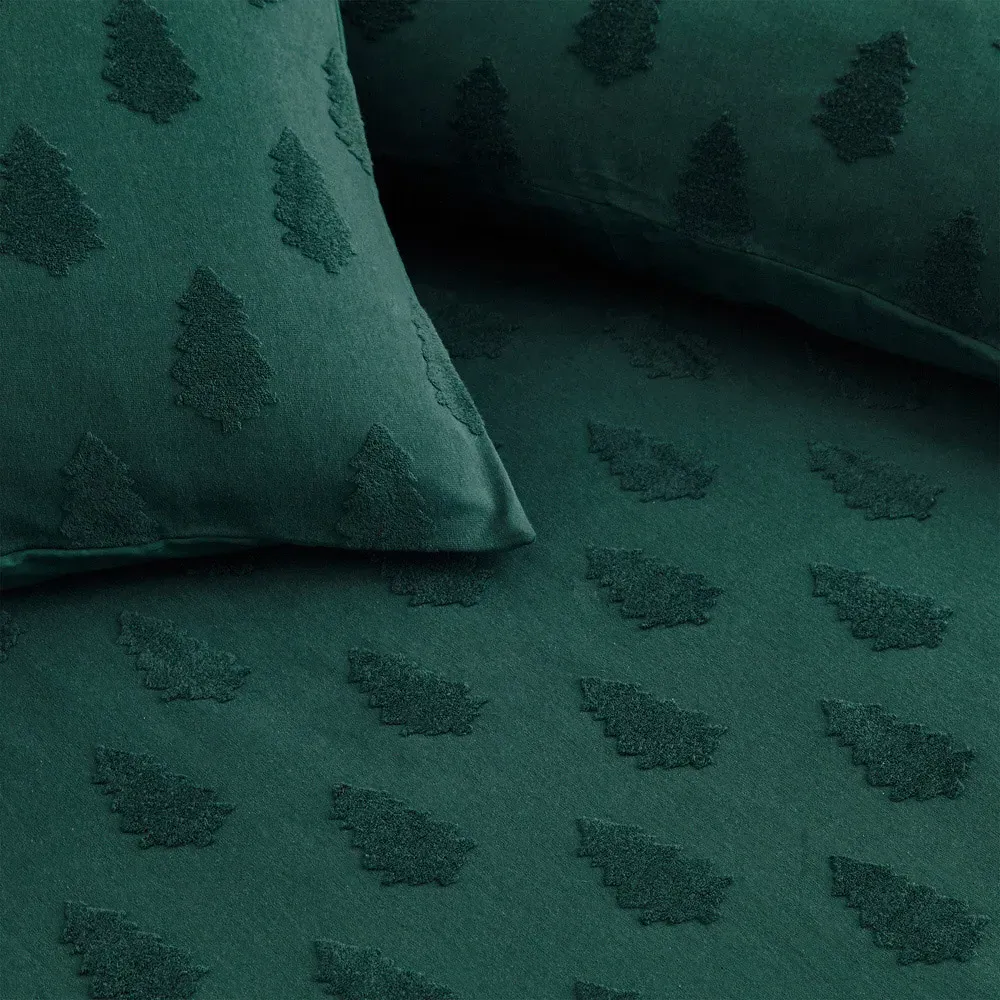 Yard Tufted Tree King Size Duvet Cover Set - Green, Cotton