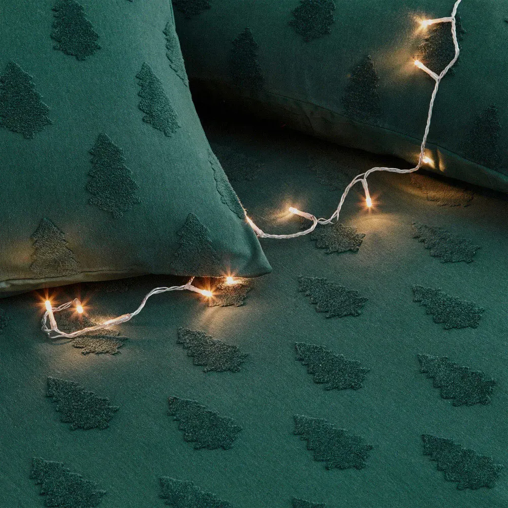 Yard Tufted Tree Super King Size Duvet Cover Set - Green, Cotton