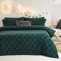 Yard Tufted Tree Super King Size Duvet Cover Set - Green, Cotton