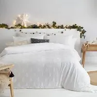 Yard Tufted Tree Super King Size Duvet Cover Set - White, Cotton