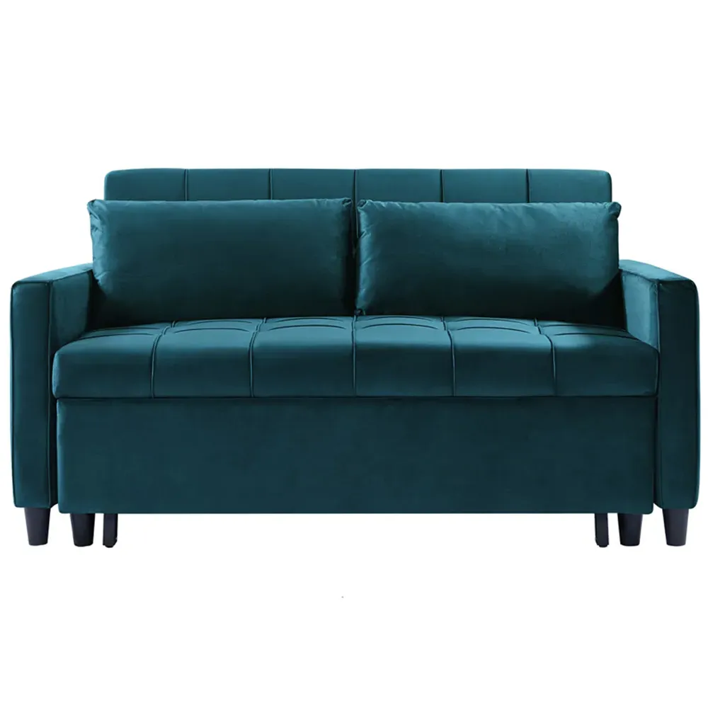 2-Seater 3-in-1 Convertible Sofa Bed - Green, Velvet