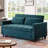2-Seater 3-in-1 Convertible Sofa Bed - Green, Velvet