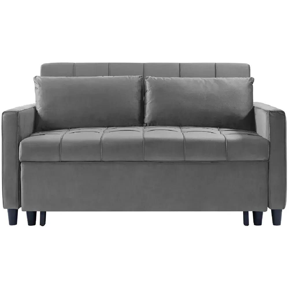 2-Seater Convertible Sofa Bed - Grey, Velvet