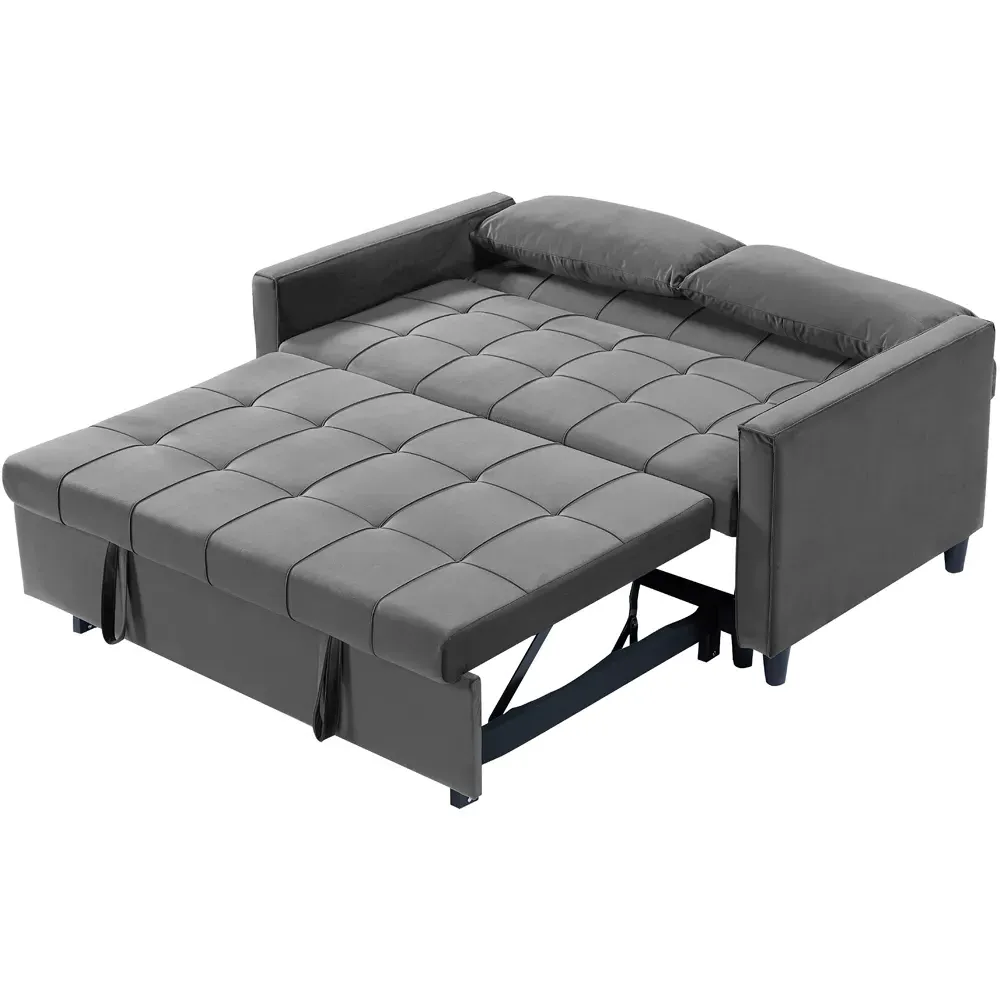 2-Seater Convertible Sofa Bed - Grey, Velvet