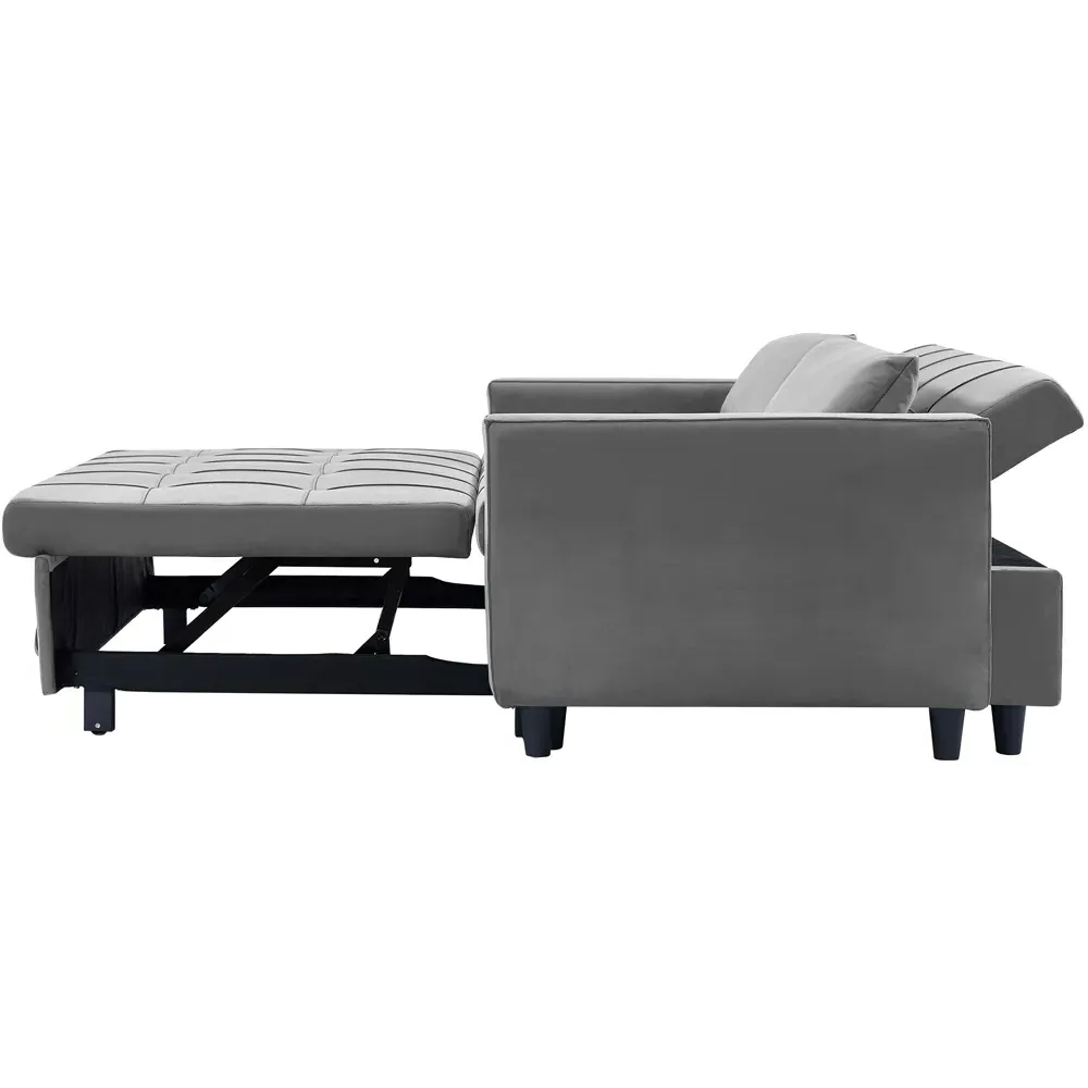 2-Seater Convertible Sofa Bed - Grey, Velvet