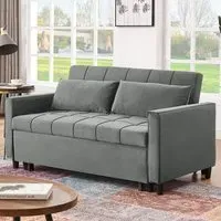 2-Seater Convertible Sofa Bed - Grey, Velvet