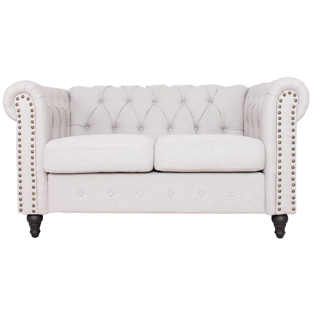 2-Seater Nailhead Trim Sofa - Light Grey