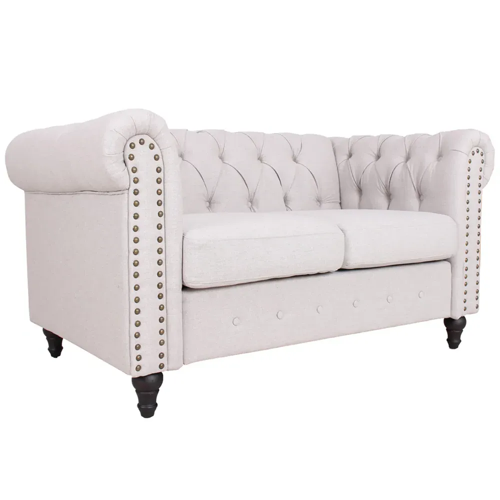 2-Seater Nailhead Trim Sofa - Light Grey