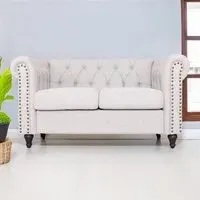 2-Seater Nailhead Trim Sofa - Light Grey