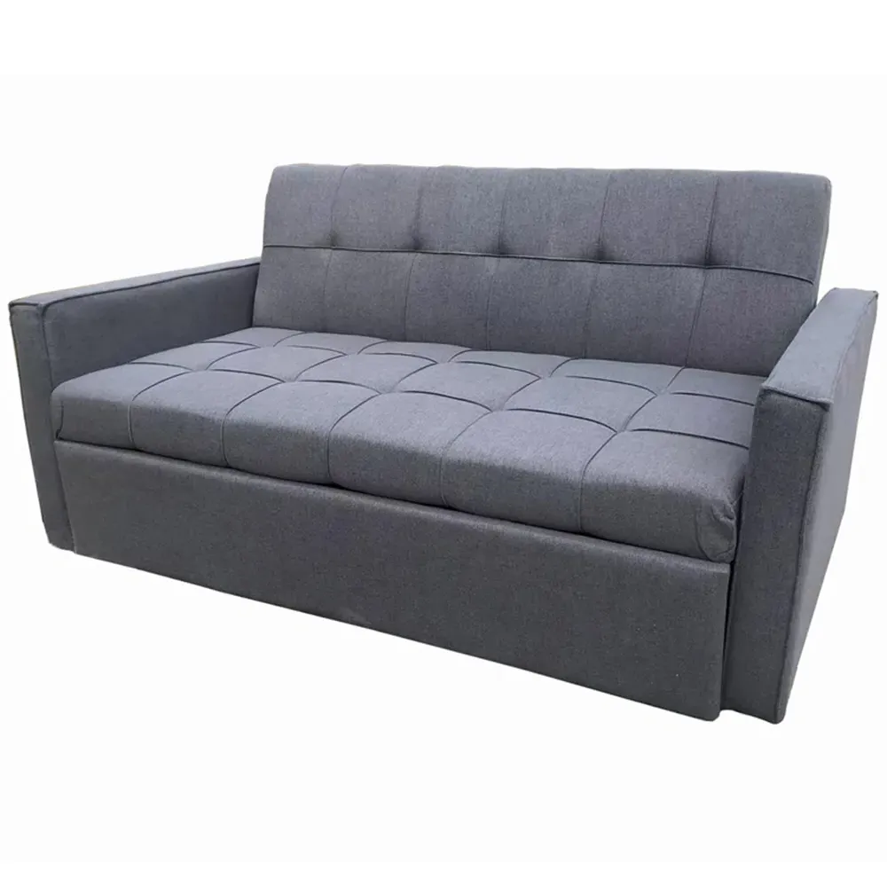 2-Seater Pull Out Recliner Sofa Bed - Grey, Velvet