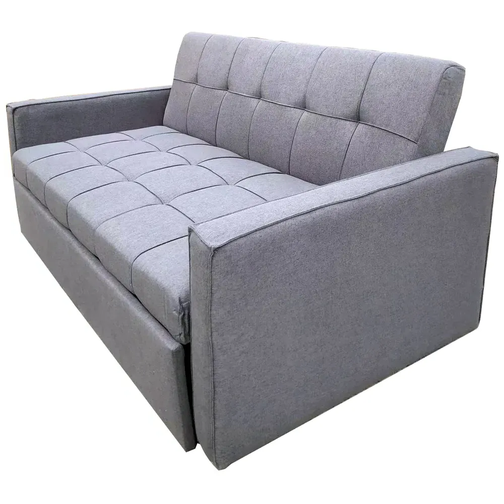 2-Seater Pull Out Recliner Sofa Bed - Grey, Velvet