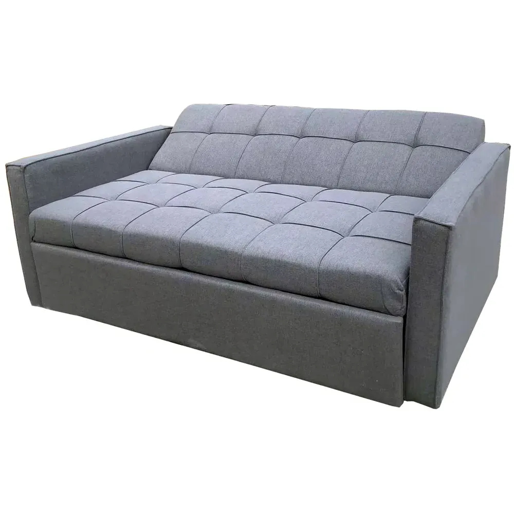 2-Seater Pull Out Recliner Sofa Bed - Grey, Velvet