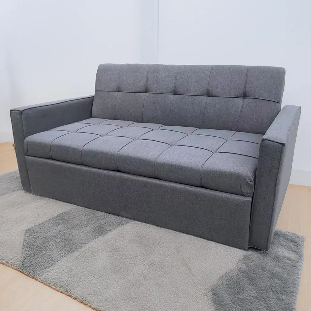 2-Seater Pull Out Recliner Sofa Bed - Grey, Velvet image