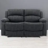 2-Seater Recliner Sofa with Manual Mechanism - Grey, Fabric