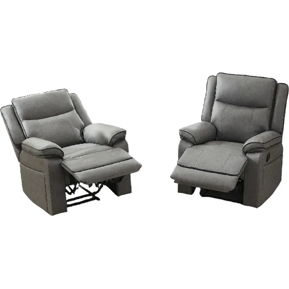 2-Seater Sectional Recliner Sofa Set - Grey