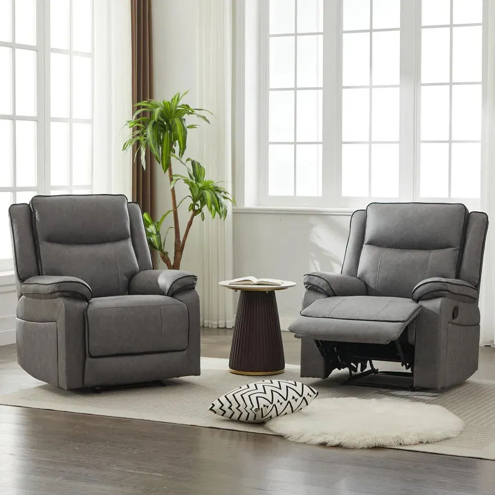 2-Seater Sectional Recliner Sofa Set - Grey