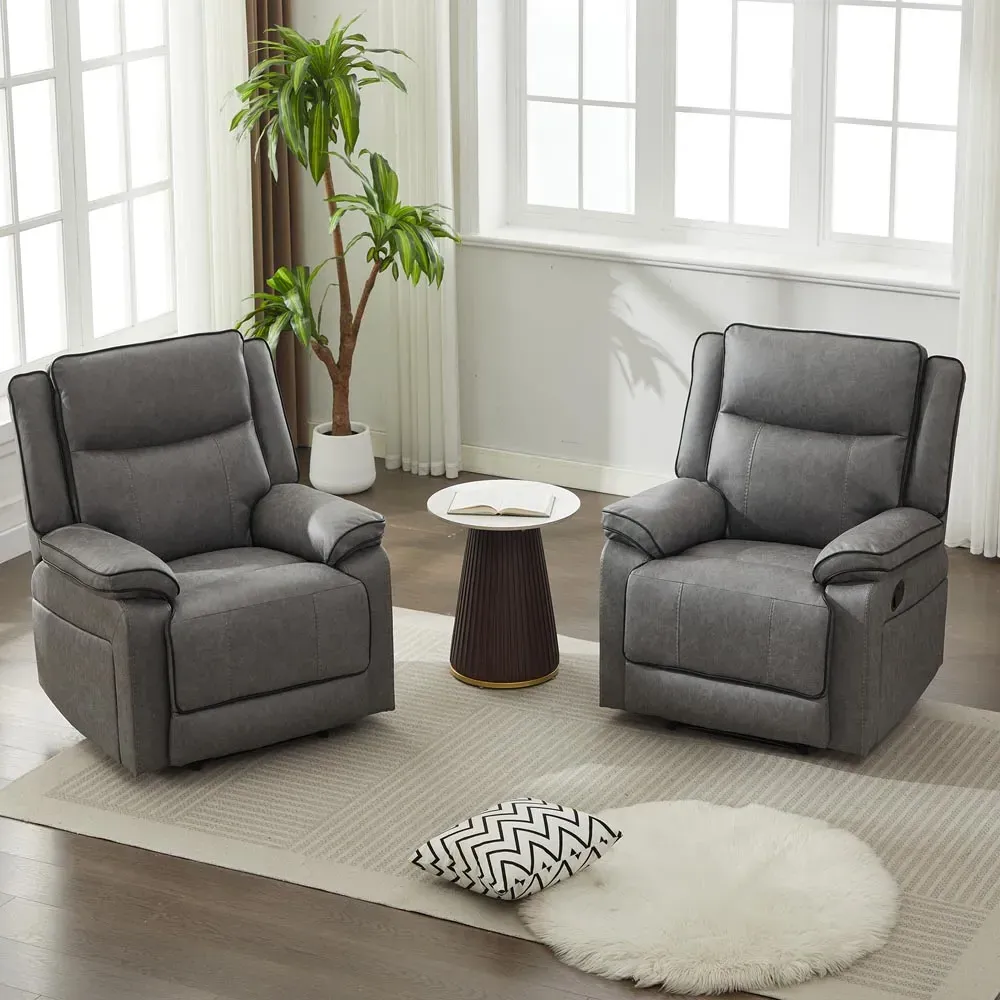 2-Seater Sectional Recliner Sofa Set - Grey