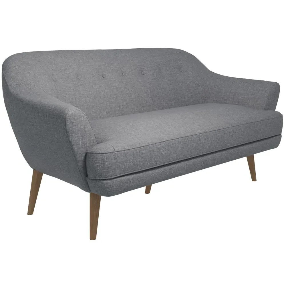 2-Seater Sofa with Padded Cushion - Grey