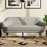 2-Seater Sofa with Padded Cushion - Grey