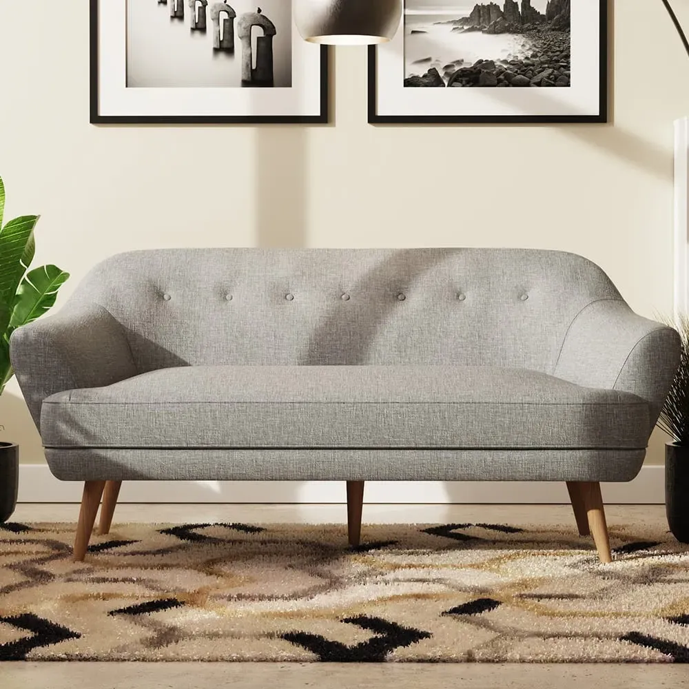 2-Seater Sofa with Padded Cushion - Grey image