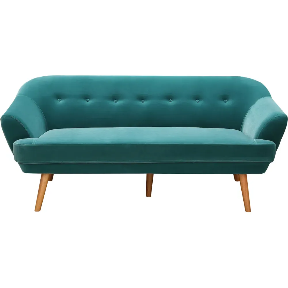 2-Seater Sofa with Padded Cushion - Teal