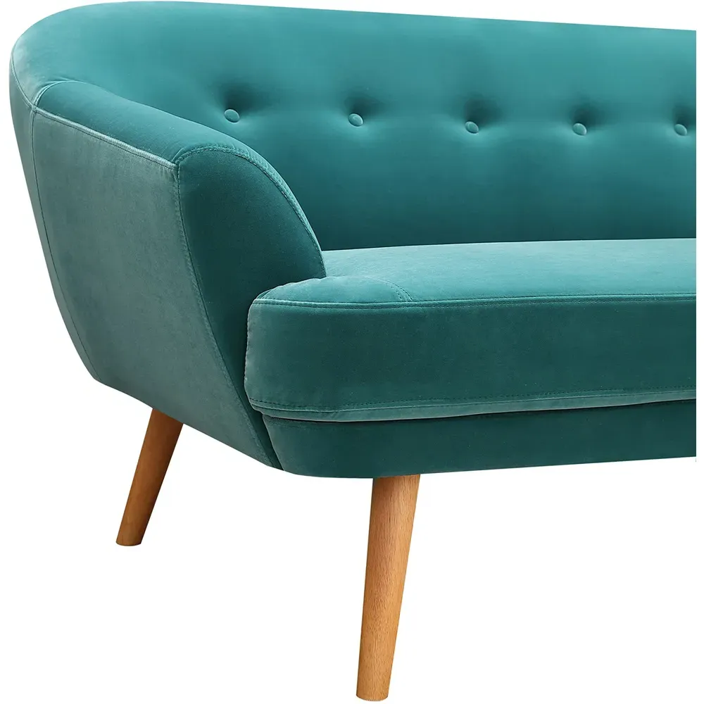 2-Seater Sofa with Padded Cushion - Teal