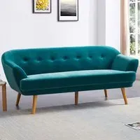 2-Seater Sofa with Padded Cushion - Teal