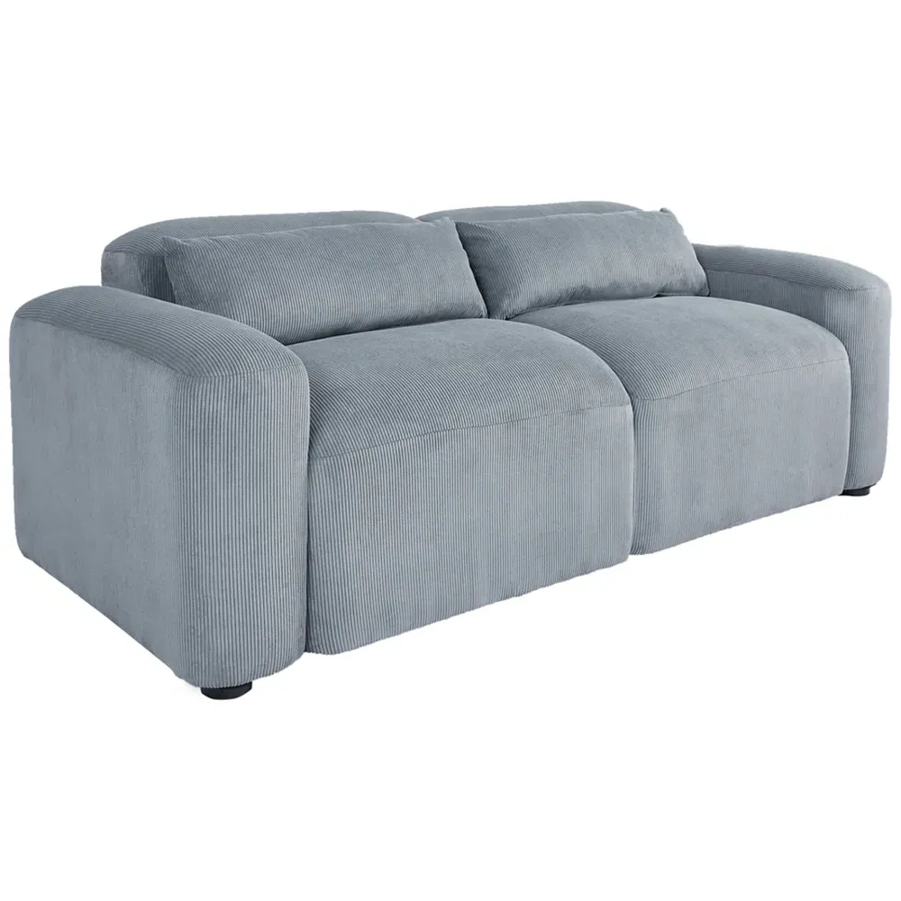 2-Seater Spring Cushion Sofa - Grey, Corduroy